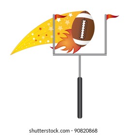 American Football With Goal Post Over White Background. Vector