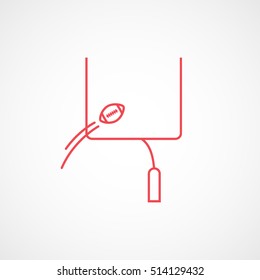 American Football Goal Red Line Icon On White Background