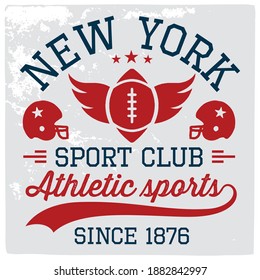 American football graphic, Old school vector graphic for fashion and printing. Retro artwork and typography. Tee shirt vector graphics.