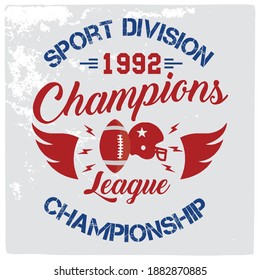American football graphic, Old school vector graphic for fashion and printing. Retro artwork and typography. Tee shirt vector graphics.