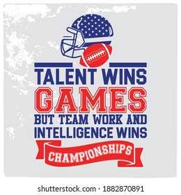 American football graphic, Old school vector graphic for fashion and printing. Retro artwork and typography. Tee shirt vector graphics.