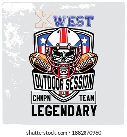 American football graphic, Old school vector graphic for fashion and printing. Retro artwork and typography. Tee shirt vector graphics.
