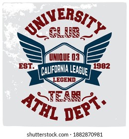 American football graphic, Old school vector graphic for fashion and printing. Retro artwork and typography. Tee shirt vector graphics.