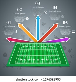 American football. Gren field. Business infographic Vector eps 10