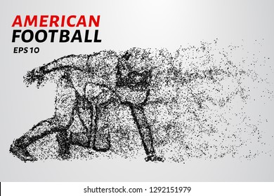 American football. Grid of black circles on a light background. Dots create the figure of an American football player. Sports, football, touchdown and other concepts illustration or background