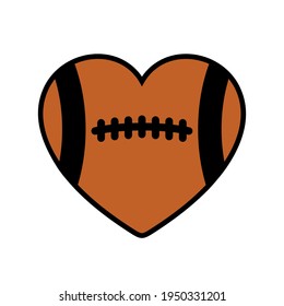 American football heart, rugby ball, vector icon