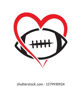 American football heart vector illustration