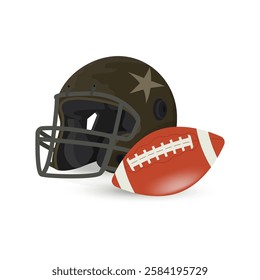 American football helmet and ball vector illustration