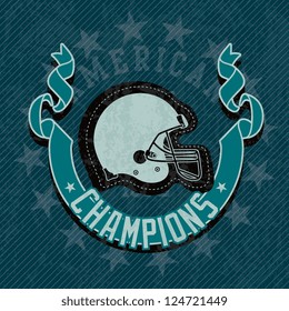 American Football Helmet champions league, on blue background