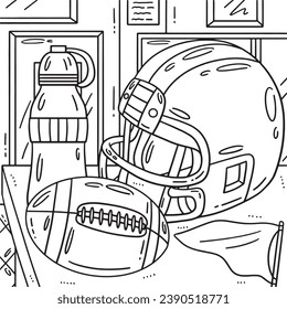American Football and Helmet Coloring Page
