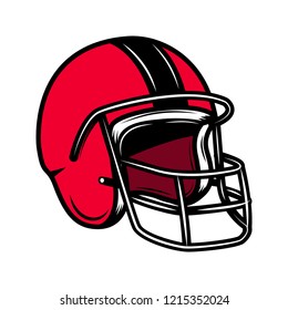 American football helmet. Design element for logo, label, emblem, sign, poster, t shirt. Vector illustration