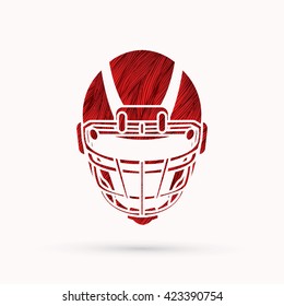 American football Helmet designed using red grunge brush graphic vector.