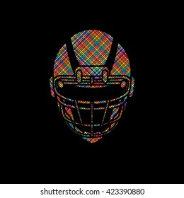 American football Helmet designed using colorful pixels graphic vector.