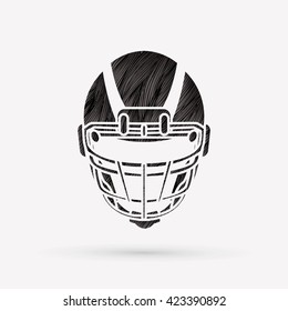 American football Helmet designed using black grunge brush graphic vector.