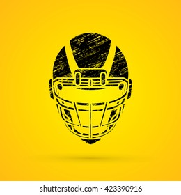American football Helmet designed using grunge brush graphic vector.