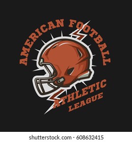 American football helmet emblem. Athletic League.