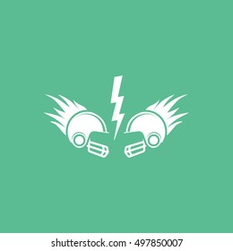American Football Helmet Emblem Flat Icon On Green Background