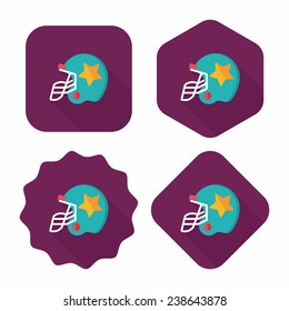american football helmet flat icon with long shadow, eps10