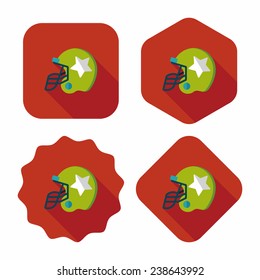 american football helmet flat icon with long shadow, eps10