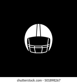 American Football Helmet Flat Icon On Black Background