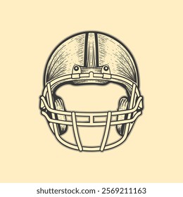 
American Football Helmet front view vintage style