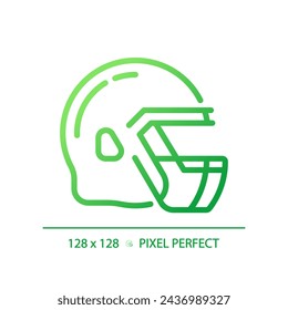 American football helmet gradient linear vector icon. Football gridiron uniform element. Head safety. Headgear. Thin line color symbol. Modern style pictogram. Vector isolated outline drawing