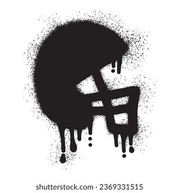 American football helmet graffiti with black spray paint