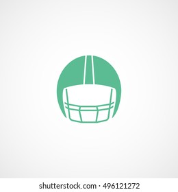 American Football Helmet Green Flat Icon On White Background