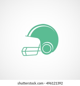 American Football Helmet Green Flat Icon On White Background