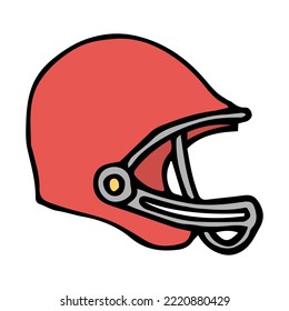 American football helmet. Hand Drawn. Freehand drawing. Doodle. Sketch. Outline.
