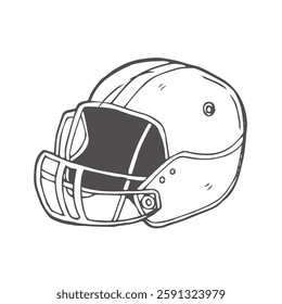 An American Football helmet hand drawn. Rugby helmet sketch illustration