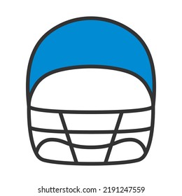 American Football Helmet Icon. Editable Bold Outline With Color Fill Design. Vector Illustration.