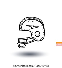 American football helmet icon, Hand drawn vector illustration.