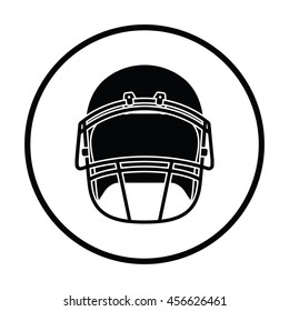 American football helmet icon. Thin circle design. Vector illustration.