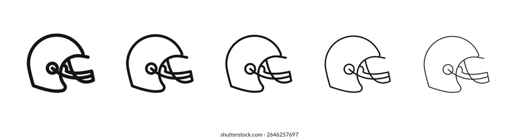 american football helmet icon vector outline set illustration sign