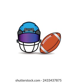 American Football And Helmet Illustrations Vector Elements With Clip Art. American Sport competition Ball Element.