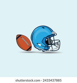 American Football And Helmet Illustrations Vector Elements With Clip Art. American Sport competition Ball Element.