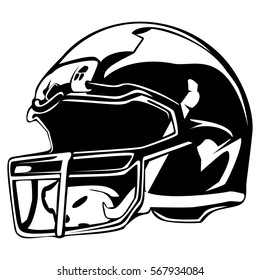 American football helmet isolated on black. Sport theme vector illustration. Equipment for national game