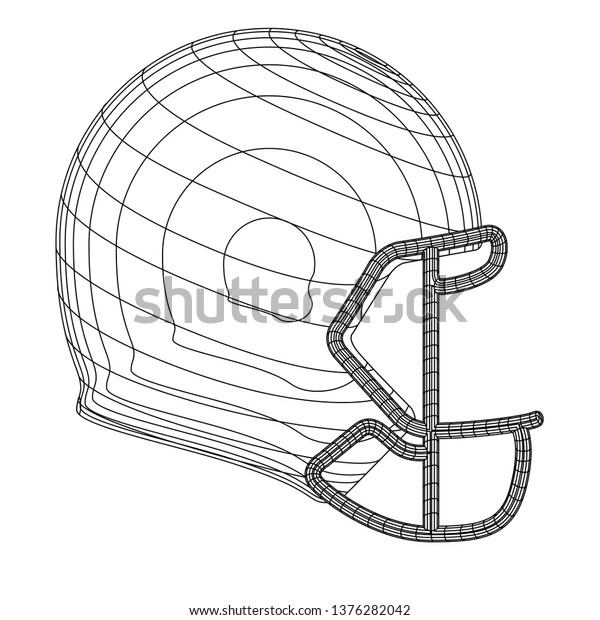 American Football Helmet Line Drawing Vector Stock Vector Royalty