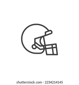 American football helmet line icon. linear style sign for mobile concept and web design. Rugby helmet outline vector icon. Symbol, logo illustration. Vector graphics