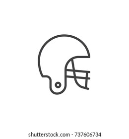 American football helmet line icon, outline vector sign, linear style pictogram isolated on white. Symbol, logo illustration. Editable stroke