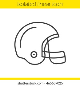 American Football Helmet Linear Icon. Thin Line Illustration. Contour Symbol. Vector Isolated Outline Drawing