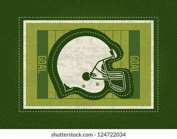  American Football helmet, on field, green background