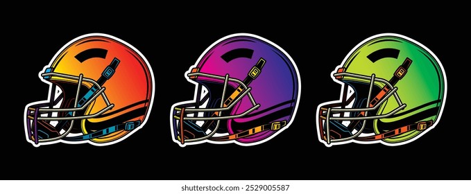 American football helmet. Original vector illustration in vintage style. Hand drawn, not AI