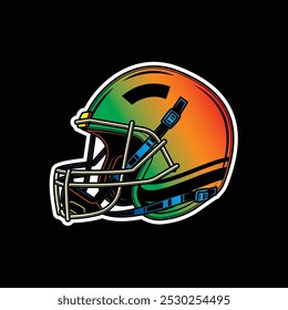 American football helmet. Original vector illustration in vintage style. Hand drawn, not AI