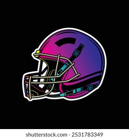 American football helmet. Original vector illustration in vintage style. Hand drawn, not AI