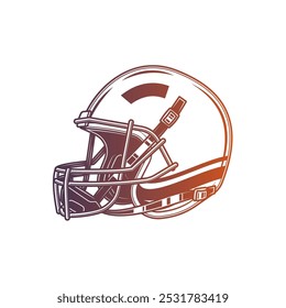 American football helmet. Original vector illustration in vintage style. Hand drawn, not AI