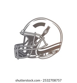 American football helmet. Original vector illustration in vintage style. Hand drawn, not AI