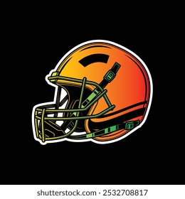 American football helmet. Original vector illustration in vintage style. Hand drawn, not AI