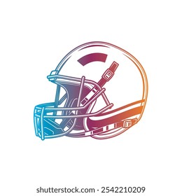 American football helmet. Original vector illustration in vintage style. Hand drawn, not AI